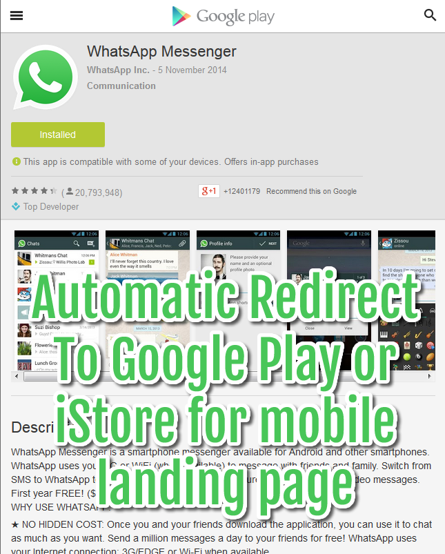 automatic redirect mobile landing page